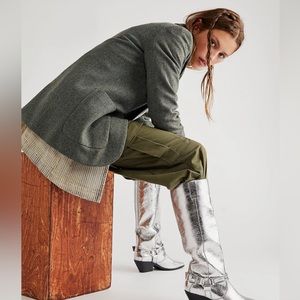 Caverley Milly Boot Crinkle Silver sizes 39 Antropologie
